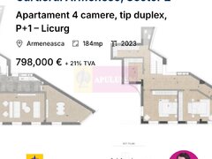 Apartament 4 camere, tip duplex, P+1 – Licurg